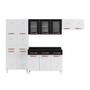 Imagem de Kit de Cozinha Completa 3 Peças Mirage New 4 Peças (2 Armários c/3 Portas Vidro + 1 Balcão + 1 Paneleiro) Branco - Telasul