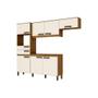 Imagem de Kit de Cozinha Modulada 4 Peças Star (2 Armários + 1 Balcão + 1 Paneleiro) CPT95 Nature/Off White - Henn