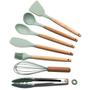 Imagem de Kit de Cozinha Silicone e Madeira com 08 Peças Verde Claro