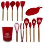 Imagem de Kit De Cozinha Silicone E Madeira Contém 13 Peças Vermelho