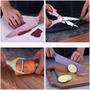 Imagem de Kit de facas coloridas em aço inox, presente perfeito para cozinha, composto por 6 peças