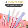Imagem de Kit De Facas Para Cozinha E Churrasco 6 Peças Antiaderente Fio Navalha Colorido Linha Premium