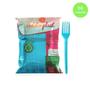 Imagem de Kit de Garfo para Sobremesa 11cm Azul Biodegradável Goldenplast 5 Pacotes com 50 unidades