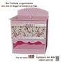 Imagem de Kit de Higiene de bebê madeira Mdf Menina 5 pçs - ROSA E BRANCO FLORIDO COM PÉROLAS