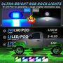 Imagem de Kit de Luzes de Rocha LED RGB ZONECONA - 12 Pods com Controle APP/RF