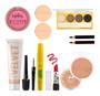 Imagem de Kit De Maquiagem Pó Compacto Base Batom Rímel Blush Make Up