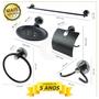 Imagem de Kit de Metal Acessórios Para Banheiro Aço Inox 5 Peças Stander Color PRETO FOSCO Cód. 7140