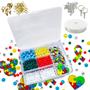 Imagem de Kit de missangas para crianças montar bijuterias infantis pulseiras colar com bolinhas letras aplique autismo