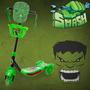 Imagem de Kit de Patinete Verde com Som e Luz + Mascara do Hulk.