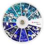 Imagem de Kit de pedrarias para unhas artesanato disco grande 7,5cm centrais azuis