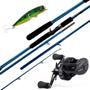 Imagem de Kit de Pesca Vara 2,40m 60lbs + Carretilha Black Tamba BT11 Esquerda + Isca