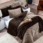 Imagem de Kit de Peseira Canelada Denver com Fronhas 03 Peças em Tecido Canelado Mantinha Xale Quente Caminho de Cama Decoração Inverno