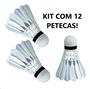 Imagem de KIT de Peteca de Badminton pacote com 12 bolas de Pena Branca De Ganso aerodinâmica
