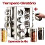 Imagem de Kit de Porta Tempero Condimento Giratório Inox 16 Potes e Amassador Espremedor de Alho Inox Não Enferruja
