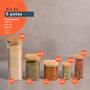 Imagem de Kit de Pote Hermético de Vidro Quadrado com Tampa de Bambu 5 Peças - Oikos