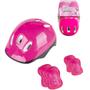 Imagem de Kit de Proteção Infantil Capacete Joelheiras e Cotoveleiras para Patins Skate Bicicleta Fênix Rosa