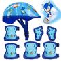 Imagem de Kit de Proteção Infantil do Sonic Capacete para Patins Skate Bicicleta Azul - BBR Toys
