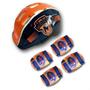 Imagem de Kit de Proteção Nerf Capacete Joelheira Cotoveleira Infantil Diversão Esportes Azul Laranja +6 anos Multikids - BR1440