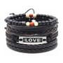 Imagem de Kit de Pulseiras Masculinas de Couro Love