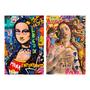 Imagem de Kit de Quadros Decorativos Monalisa e Vênus pop art grafite para sala quarto