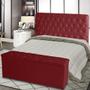 Imagem de Kit De Quarto Cabeceira De Cama Box e Calçadeira Baú Bella Casal 140 cm Suede Botão Strass Vermelho Ec Móveis