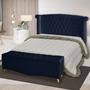 Imagem de Kit De Quarto Cabeceira De Cama Box e Calçadeira Baú Toquio Casal Queen 160 cm Suede Azul Marinho Ec Móveis