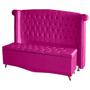 Imagem de Kit De Quarto Cabeceira De Cama Box e Calçadeira Baú Toquio Casal Queen 160 cm Suede Rosa Pink Ec Móveis