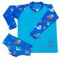 Imagem de Kit De Sunga Shark Infantil Com Blusa Proteção Solar Uv50+