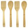 Imagem de Kit De Utensílios Colheres De Pau Em Bambu Com 4 Unidades
