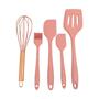 Imagem de Kit de Utensílios Cozinha Silicone Espátulas Pincel e Batedor Rose - Briwax 6902009989970