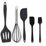 Imagem de Kit De Utensílios Espátulas Para Cozinha Preto 5 Peças