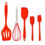 Imagem de Kit de Utensílios Espátulas Para Cozinha Vermelho 5 peças