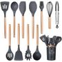 Imagem de Kit de Utensílios p/Cozinha em Silicone e Bambu 12 Peças