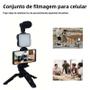 Imagem de Kit de Vlogging para Smartphone com Tripé, Microfone e Luz LED - Ideal para Transmissões ao Vivo no YouTube