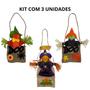 Imagem de Kit decoração bruxinha abóbora espantalho halloween assustador juta - 3 unidades