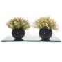 Imagem de Kit decoração plantas artificiais decorativas com base em espelho vaso vasinho falsa flor  conjunto plantartPrem2x