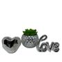 Imagem de Kit decorativo com coração e palavra LOVE pequenos e vaso prata