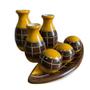 Imagem de Kit Decorativo em Cerâmica Trio de Vasos Enfeite de Sala Centro de Mesa - Moringa