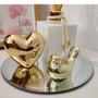 Imagem de KIt Decortaivo Sala Aromatizador Ambiente Enfeites De Cerâmica Bandeja Espelhada-Organizadores-Jogo Banheiro-Branco e Dourado