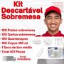 Imagem de Kit Descartáveis Sobremesa 401 Peças Prato Garfo Copo Guardanapo Saco de lixo Para 100 Pessoas