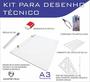 Imagem de Kit Desenho Técnico Prancheta Engenharia ARQUITETURA A3 FORMICA Esquadro 32 Compasso 303 GABARITO BORRACHA Regua 30 CM