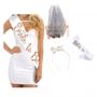 Imagem de Kit Despedida de Solteira Bride to Be com Véu, Faixa , Tiara e Tatuagem