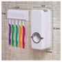 Imagem de Kit dispenser automático para pasta de dente + suporte de escova + 5 escovas dental