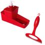 Imagem de Kit Dispenser Detergente Porta Bucha Pia Rodinho Vermelho Para Cozinha Limpeza