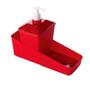Imagem de Kit Dispenser Detergente Porta Bucha Pia Rodinho Vermelho Para Cozinha Limpeza