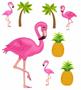 Imagem de Kit Display de chão e mesa totens festa Flamingo 8 Pçs