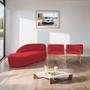 Imagem de Kit Divã Luna 185cm Lado Esquerdo e 02 Poltronas Base de Ferro Dourado Suede Vermelho