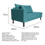 Imagem de Kit Diva Recamier Azura 140cm Lado Direito e 02 Poltronas Classic Suede - ADJ Decor