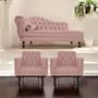 Imagem de Kit Diva Recamier Diana 140cm Lado Direito e 02 Poltronas Classic Linho - ADJ Decor