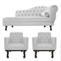 Imagem de Kit Diva Recamier Diana 140cm Lado Esquerdo e 02 Poltronas Classic Suede - Doce Sonho Móveis